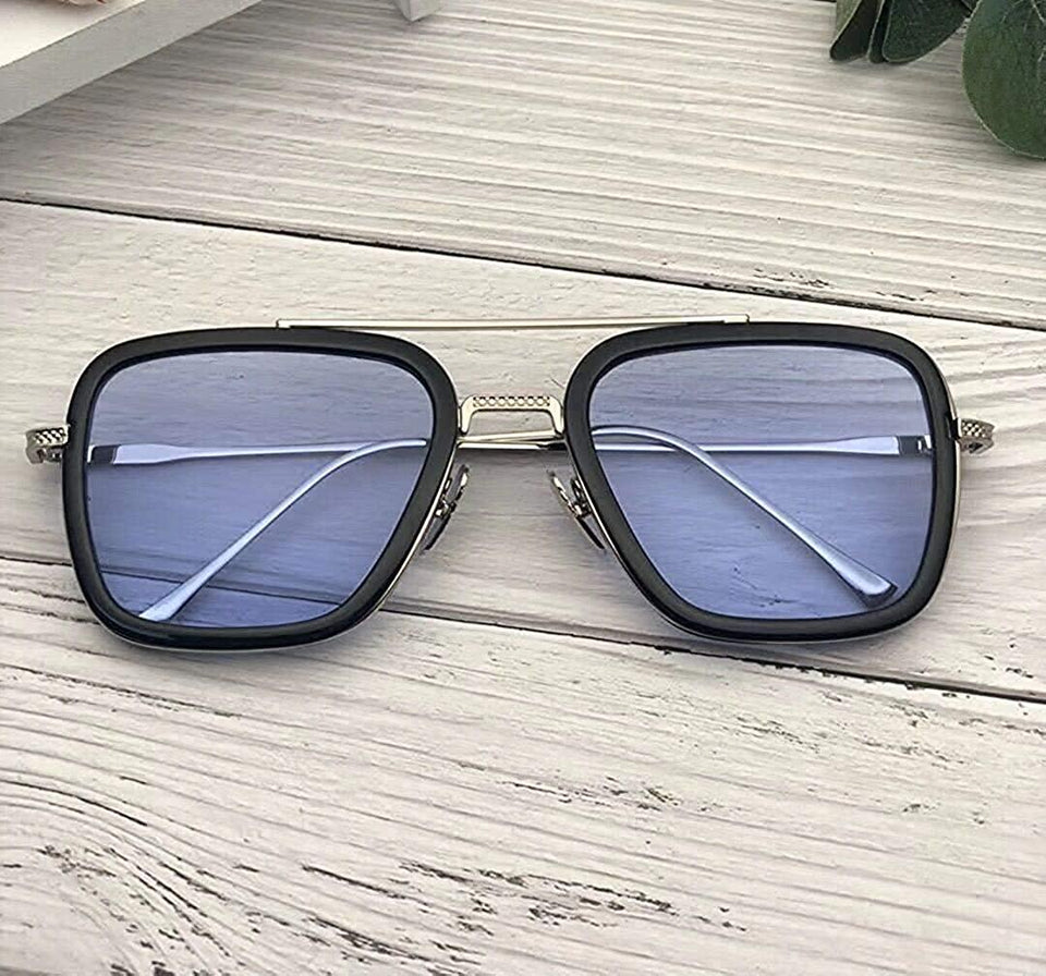 GK Unisex Blue Silver Retro Square Sunglass