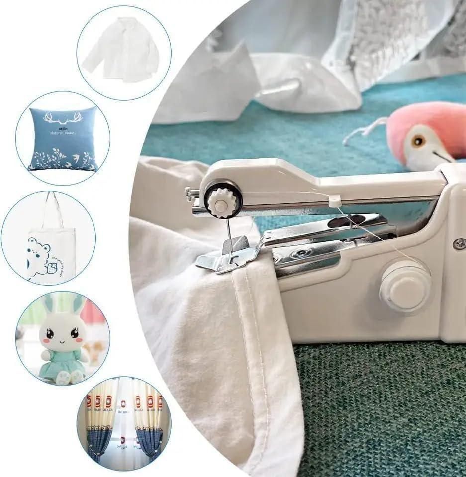 GK Stitch Portable Handheld Cordless White Sewing Machine