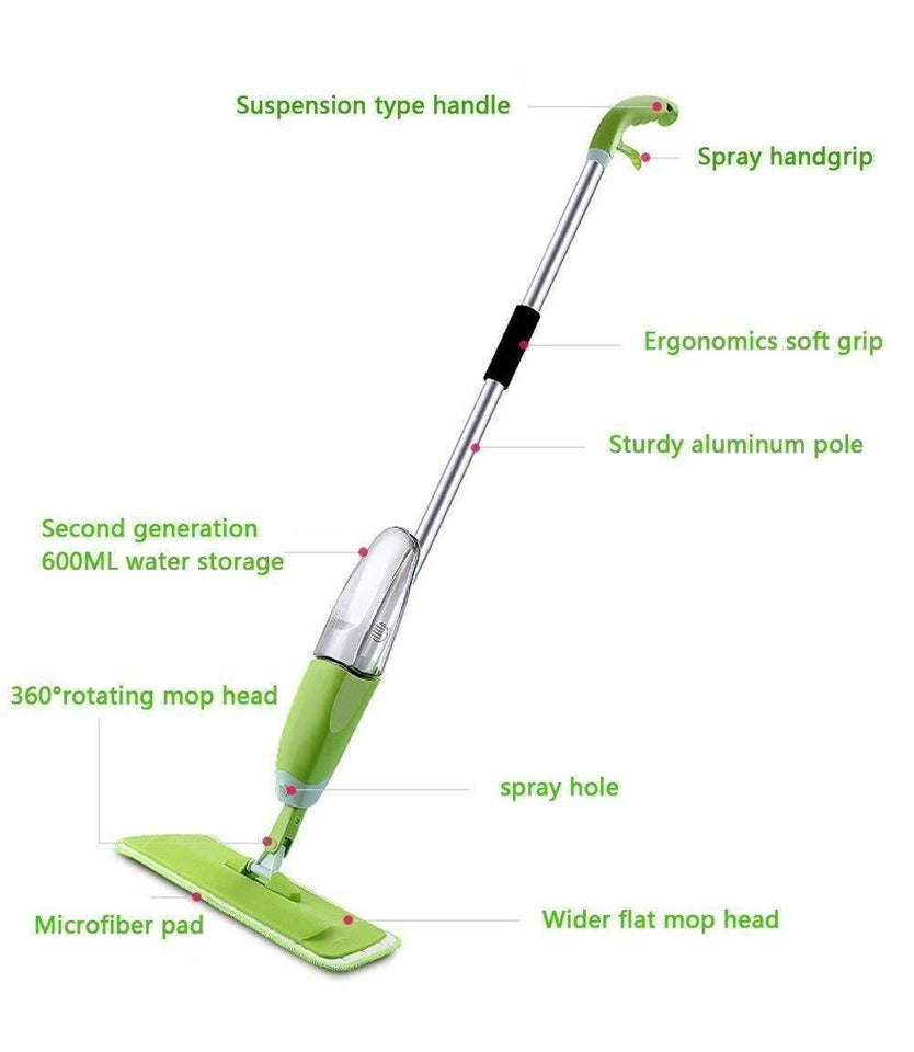 GK 360-Degree Spray Mop with Microfiber for Wet and Dry Cleaning