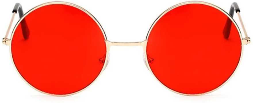 GK Unisex Red Silver Round Sunglass