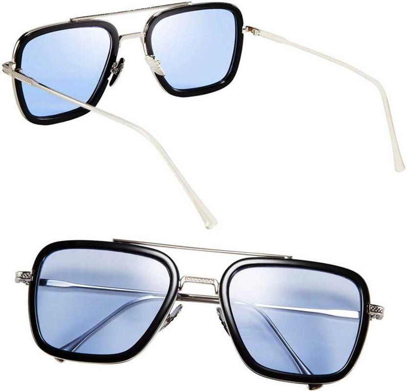 GK Unisex Blue Silver Retro Square Sunglass