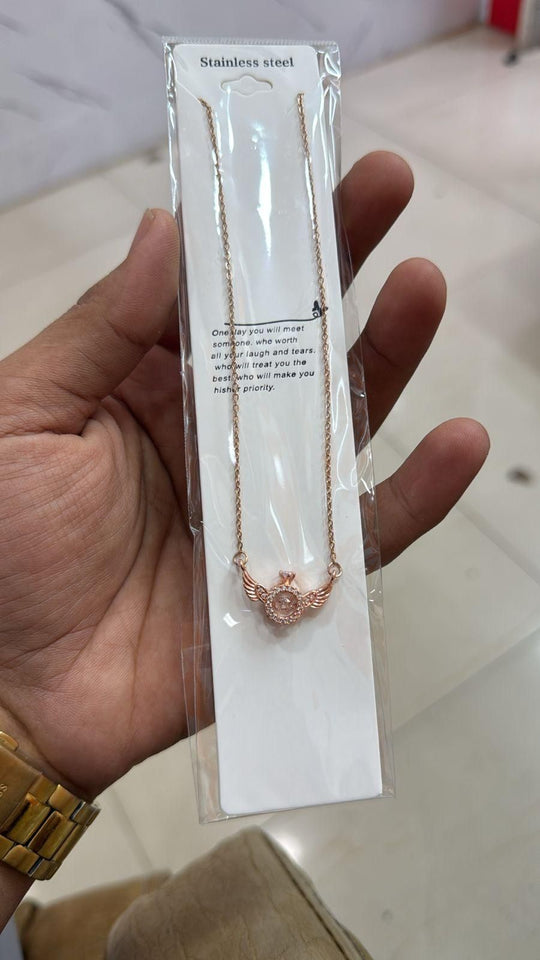 GK Rose Gold Angel Wings Pendant Necklace