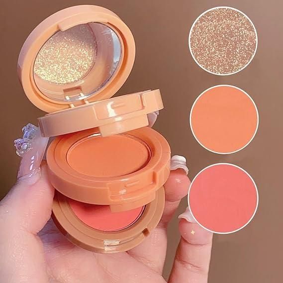 GK Travel Friendly 3-in-1 Palette - Blusher + Highlighter + Mini Compact