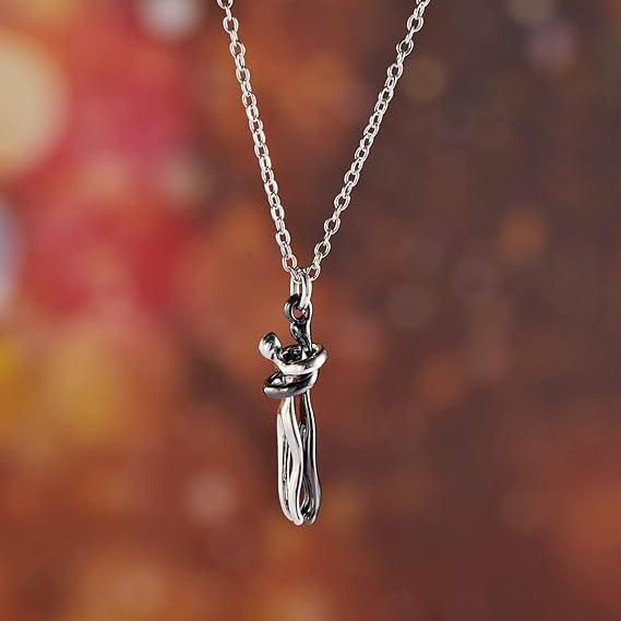 GK Silver and Black Embracing Couple Chain Pendant