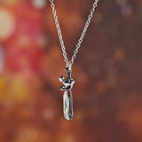 GK Silver and Black Embracing Couple Chain Pendant