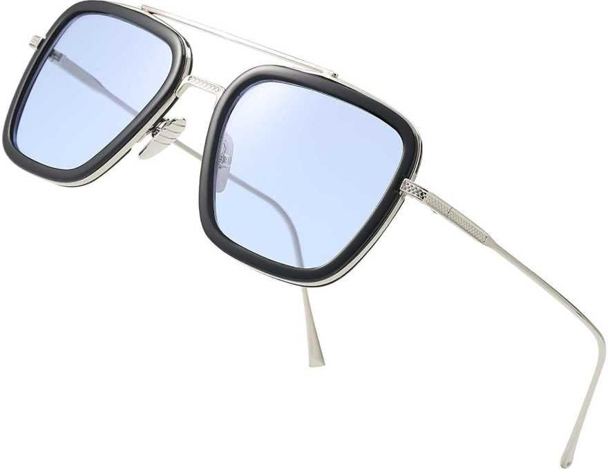 GK Unisex Blue Silver Retro Square Sunglass