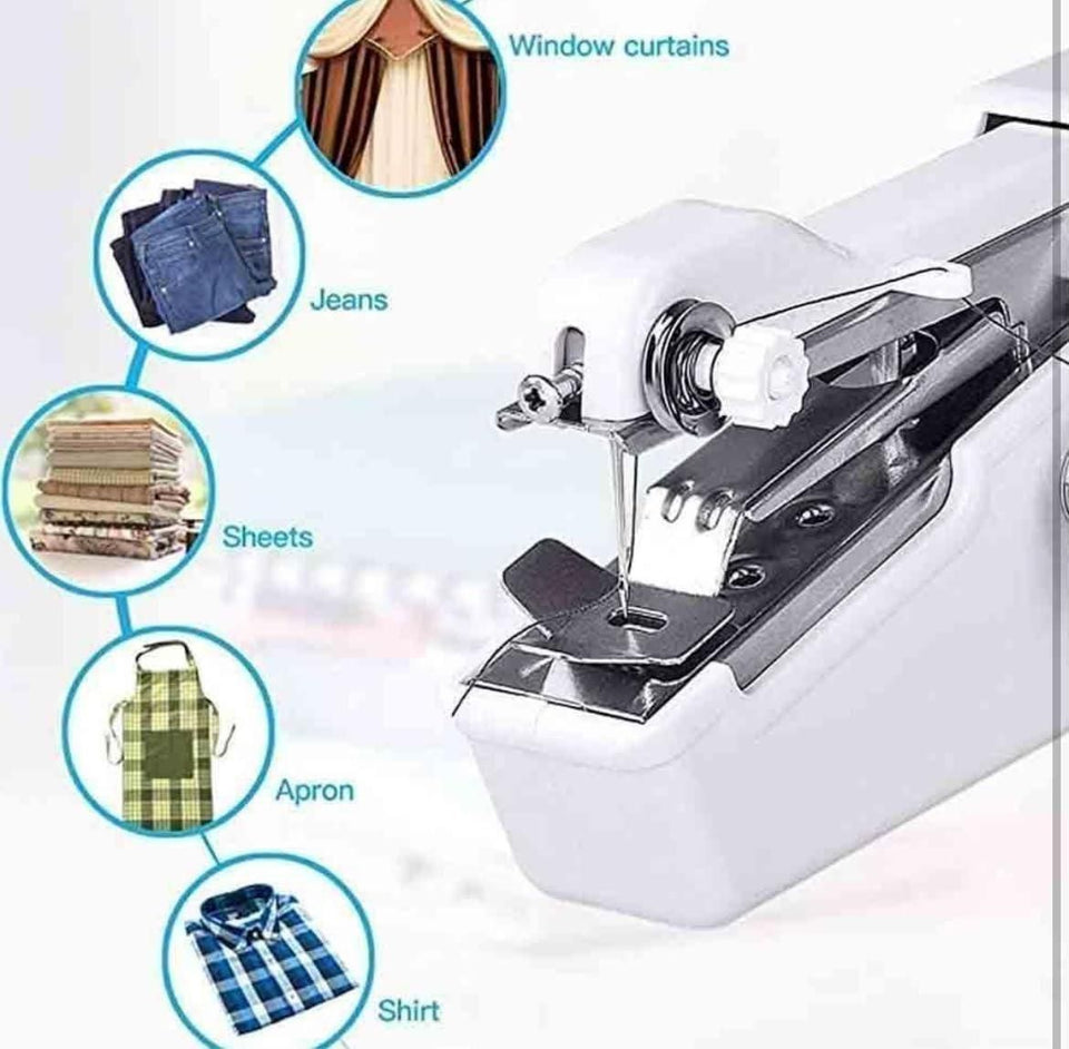 GK Stitch Portable Handheld Cordless White Sewing Machine